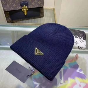 Prada Classic Beanie Hat with Logo Patch