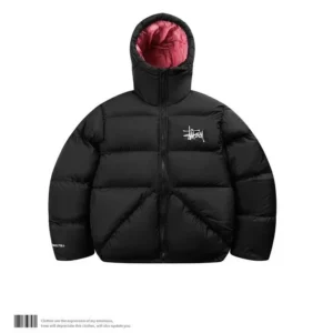 Stussy Urban Puffer Jacket - Black, Warm, and Stylish.