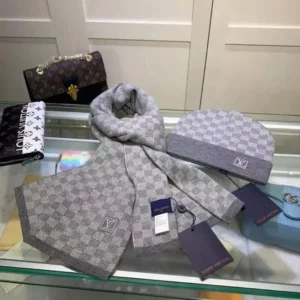 Louis Vuitton Scarf and Hat Set, Elegant and Stylish.