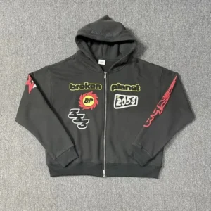 Broken Planet Zip-Up Hoodie, Bold Design