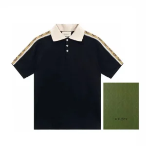 Gucci Elegant Polo Shirt with Striped Sleeves