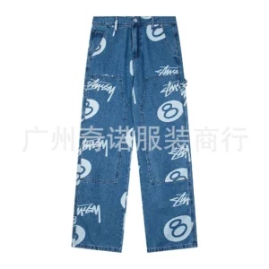 Stussy 8 Ball Print Denim Pants