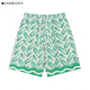 Casablanca Summer Shorts with Green Pattern