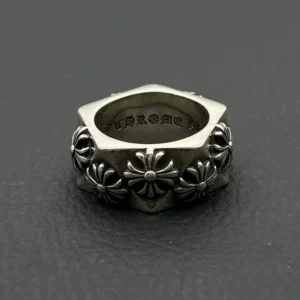 Chrome Hearts Hexagon Ring with Floral Design