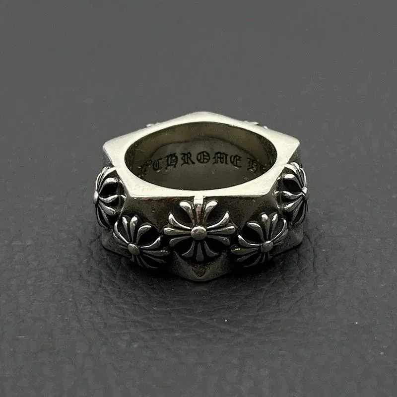 Chrome Hearts Hexagon Ring with Floral Design