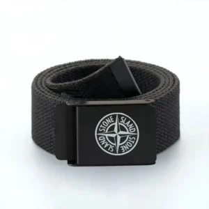 Stone Island durable canvas belt with logo buckle.