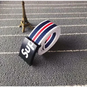 Supreme Striped Canvas Belt with Buckle
