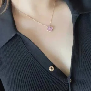 18K Gold Plated Purple Flower Pendant