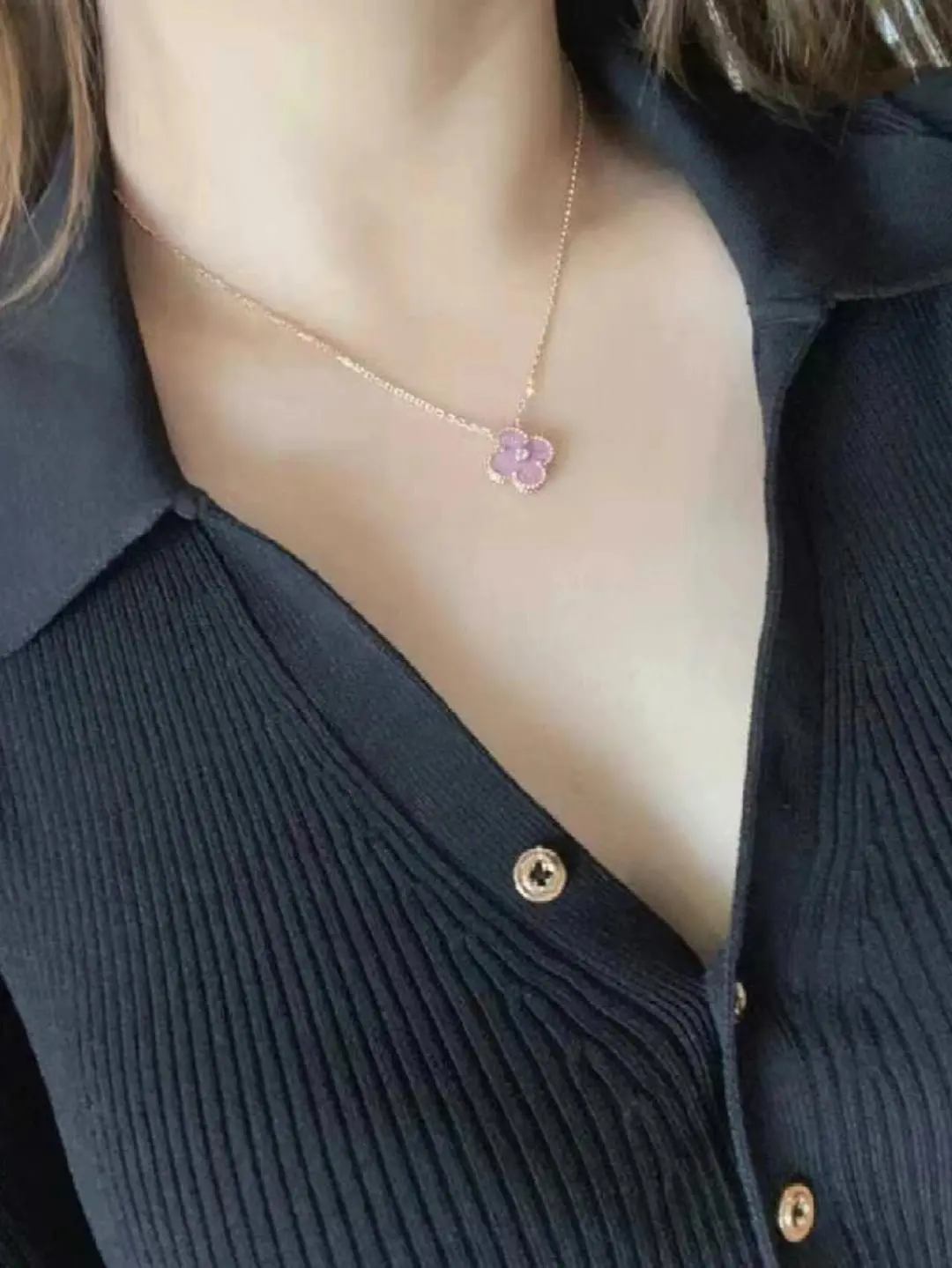 18K Gold Plated Purple Flower Pendant