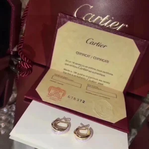 Cartier 18K Gold Diamond Hoop Earrings