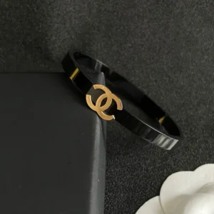 Chanel Black Leather Bracelet