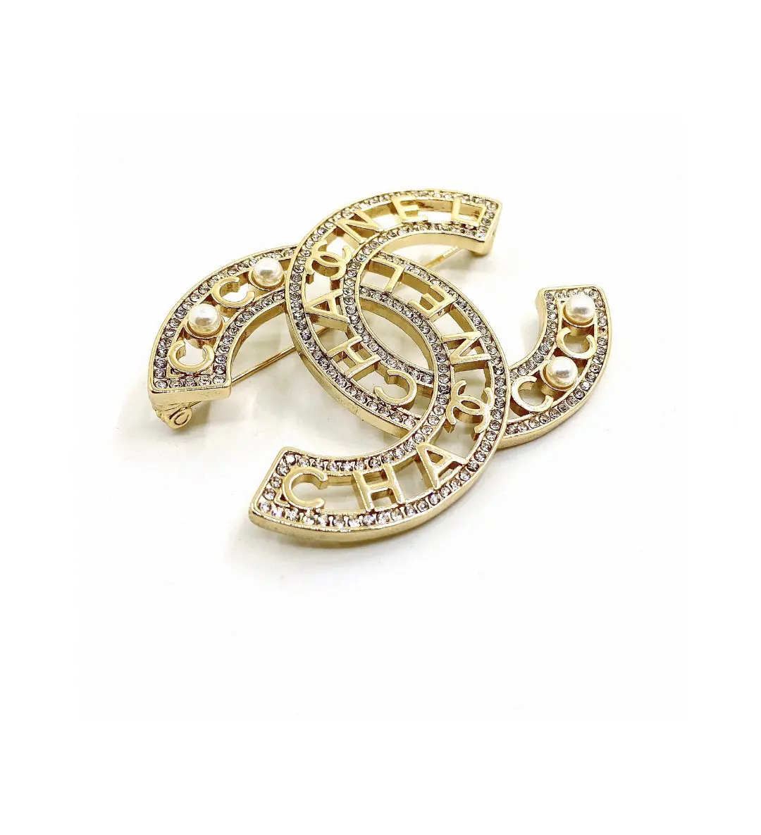 Chanel CC Logo Brooch Gold Tone