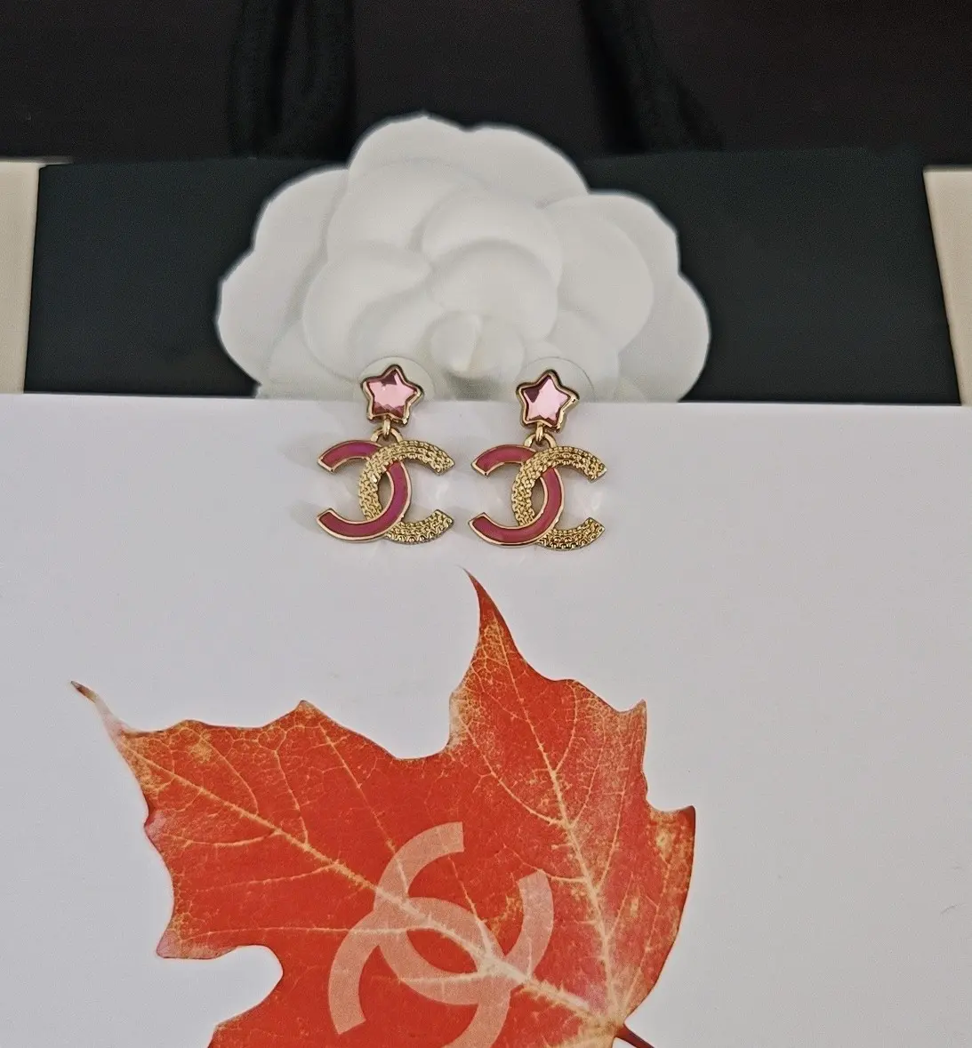 Chanel CC Logo Earrings Pink Stars