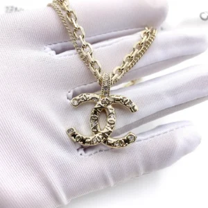Chanel CC Logo Pendant Necklace Gold