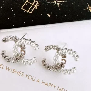 Chanel CC Pearl Stud Earrings