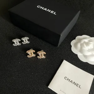 Chanel CC Stud Earrings with Pearls