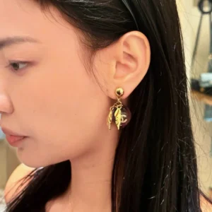 Chanel Feather Drop Earrings
