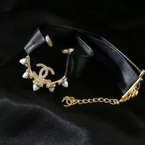 Chanel Gold Chain Bracelet with White