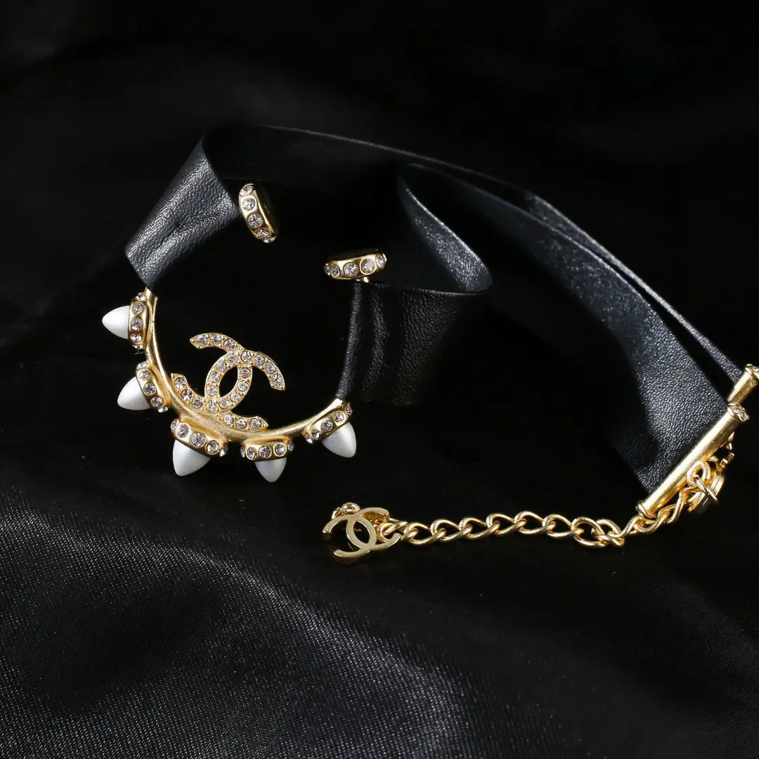 Chanel Gold Chain Bracelet with White