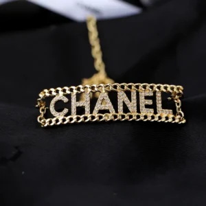 Chanel Gold Chain Necklace  Crystal