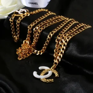 Chanel Gold Chain with White CC Logo
