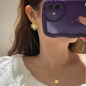Chanel Gold Flower Earrings with Pearl