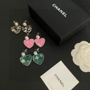 Chanel Heart Earrings with Pearl