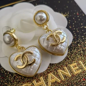 Chanel Heart Pearl Earrings