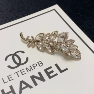 Chanel Leaf Crystal Brooch