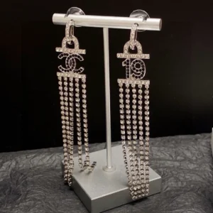Chanel Long Crystal Fringe Earrings