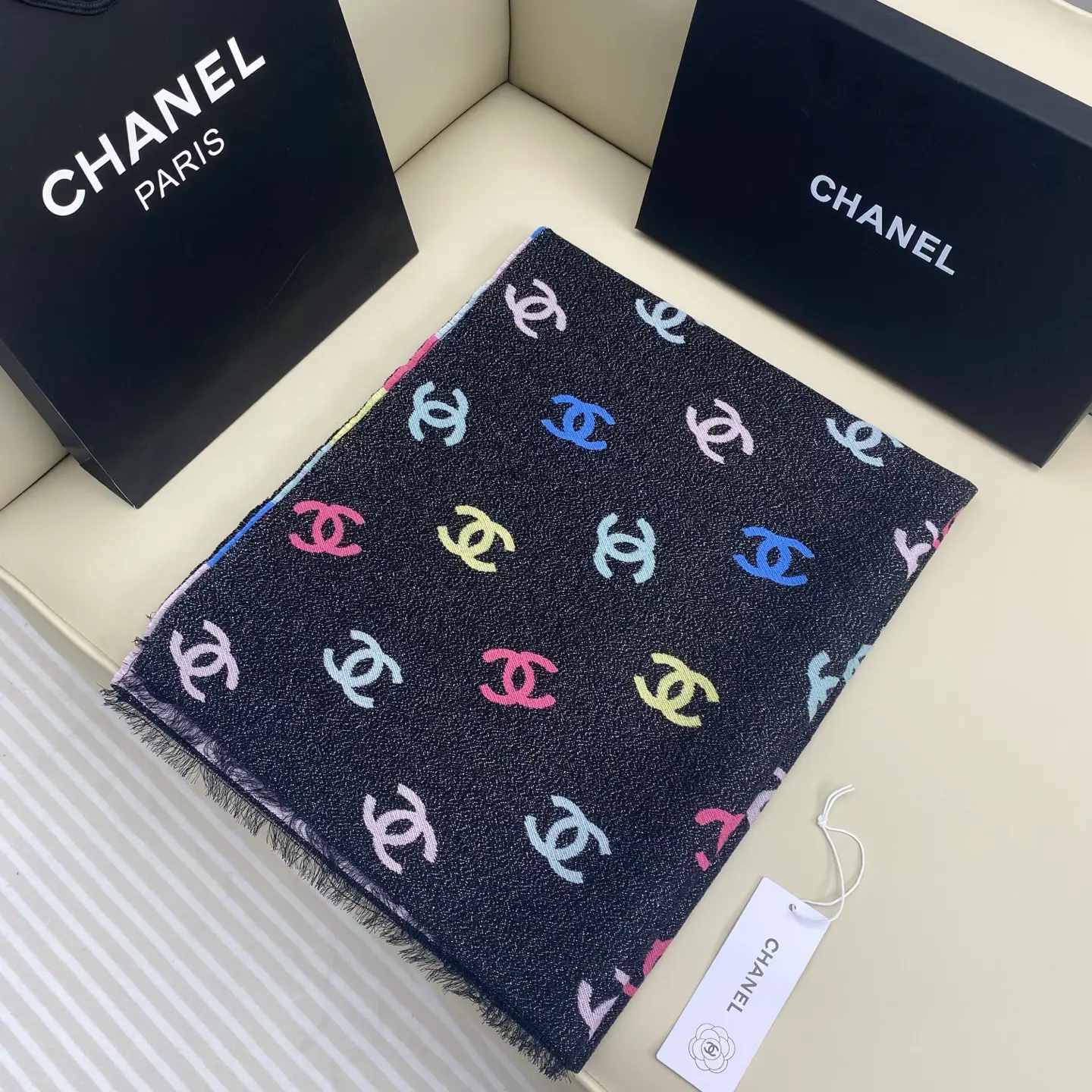 Chanel Paris Scarf with Multicolor CC