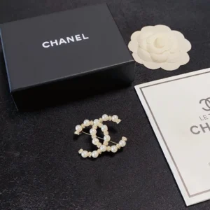 Chanel Pearl Brooch  Crystal Accents