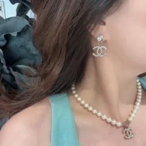 Chanel Pearl Earrings and Necklace Set