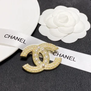 Chanel Pearl Embellished CC Brooch