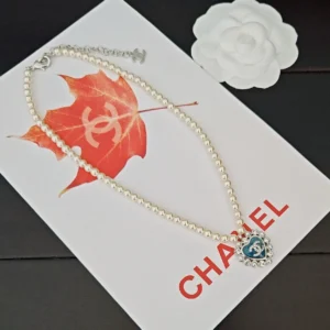Chanel Pearl Necklace  Heart Pendant