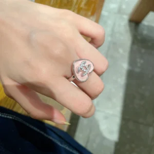 Chanel Pink Enamel CC Ring