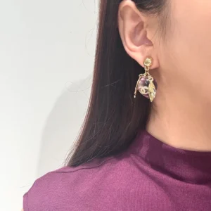 Chanel Purple Drop Earrings with Gold