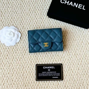 Chanel Quilted Card Holder with Gold