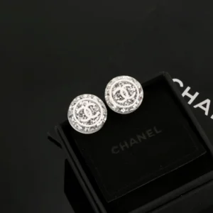 Chanel Round Crystal Stud Earrings