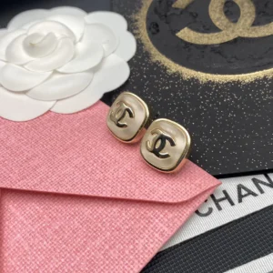 Chanel Square Stud Earrings  CC Logo