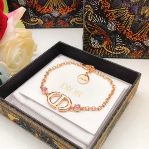 Dior CD Bracelet with Pink Crystals