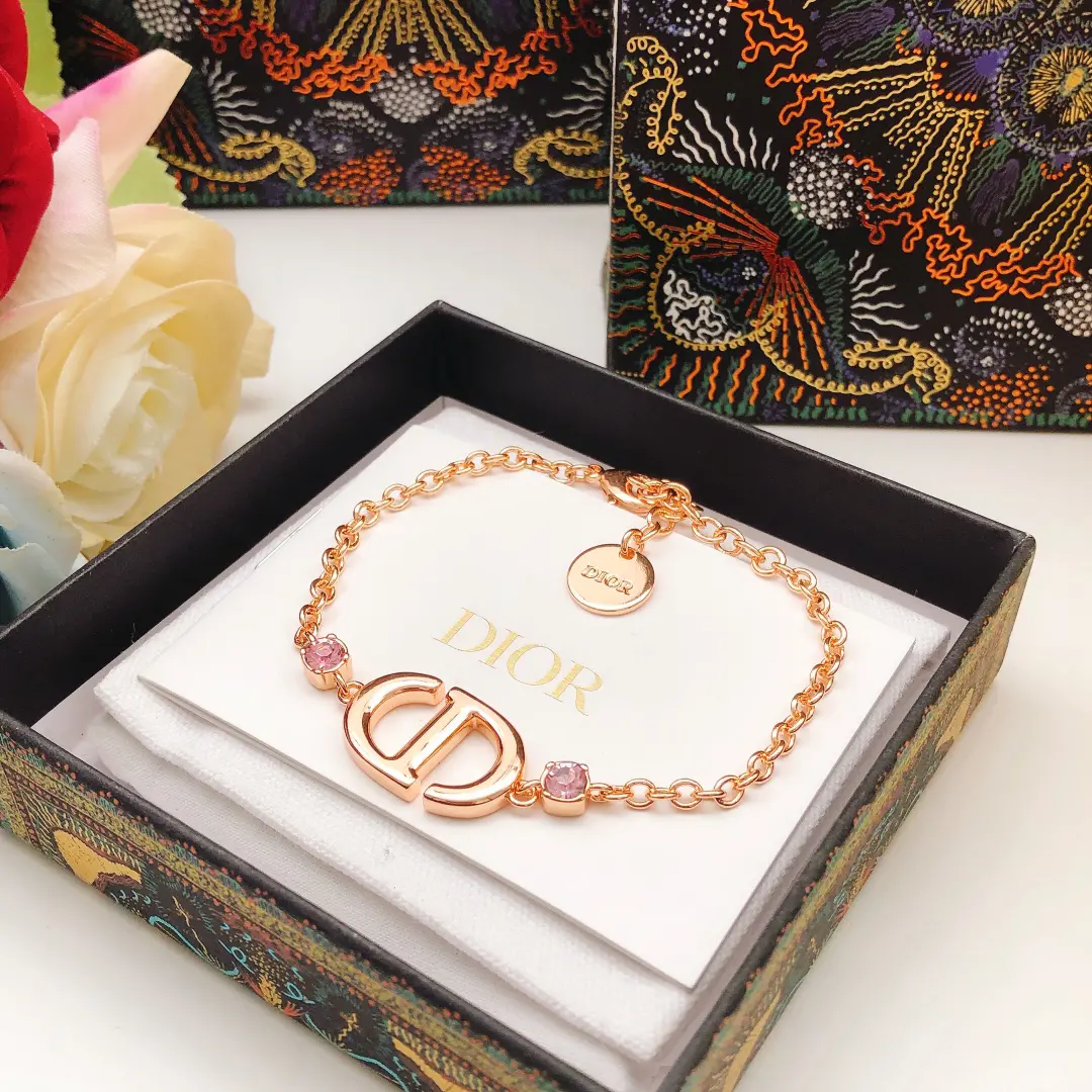 Dior CD Bracelet with Pink Crystals