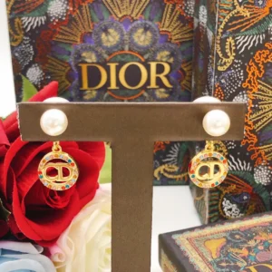 Dior Earrings - CD Logo with Pearl
