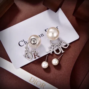 Dior Pearl Charm Stud Earrings
