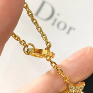 Dior Star Pendant Necklace Gold Chain
