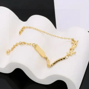 Gold Chain Bracelet with Bar Symbol