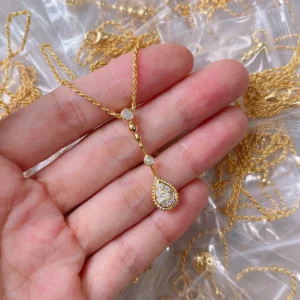 Gold Chain with Teardrop Pendant