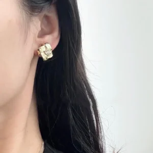 Gold Cube Stud Earrings - Series