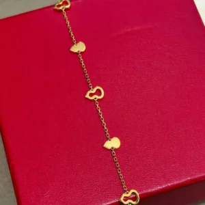 Gold Heart Chain Bracelet - 18K Gold