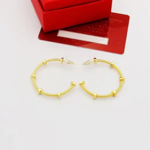 Gold Hoop Earrings with Square Beads